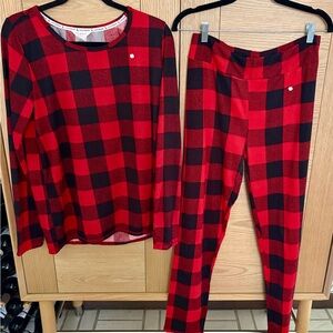 Women’s Lucky Brand Soft Red Plaid Pajama Set - Size XL